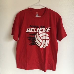 Hanes “Make Em Believe” Volleyball Red Shirt - Size Large